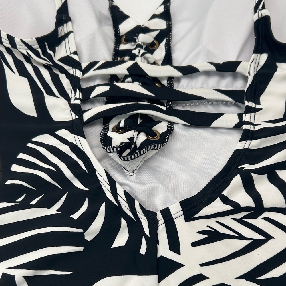 Women’s Black & White Zebra One-Piece Swimsuit - Picture 5 of 16